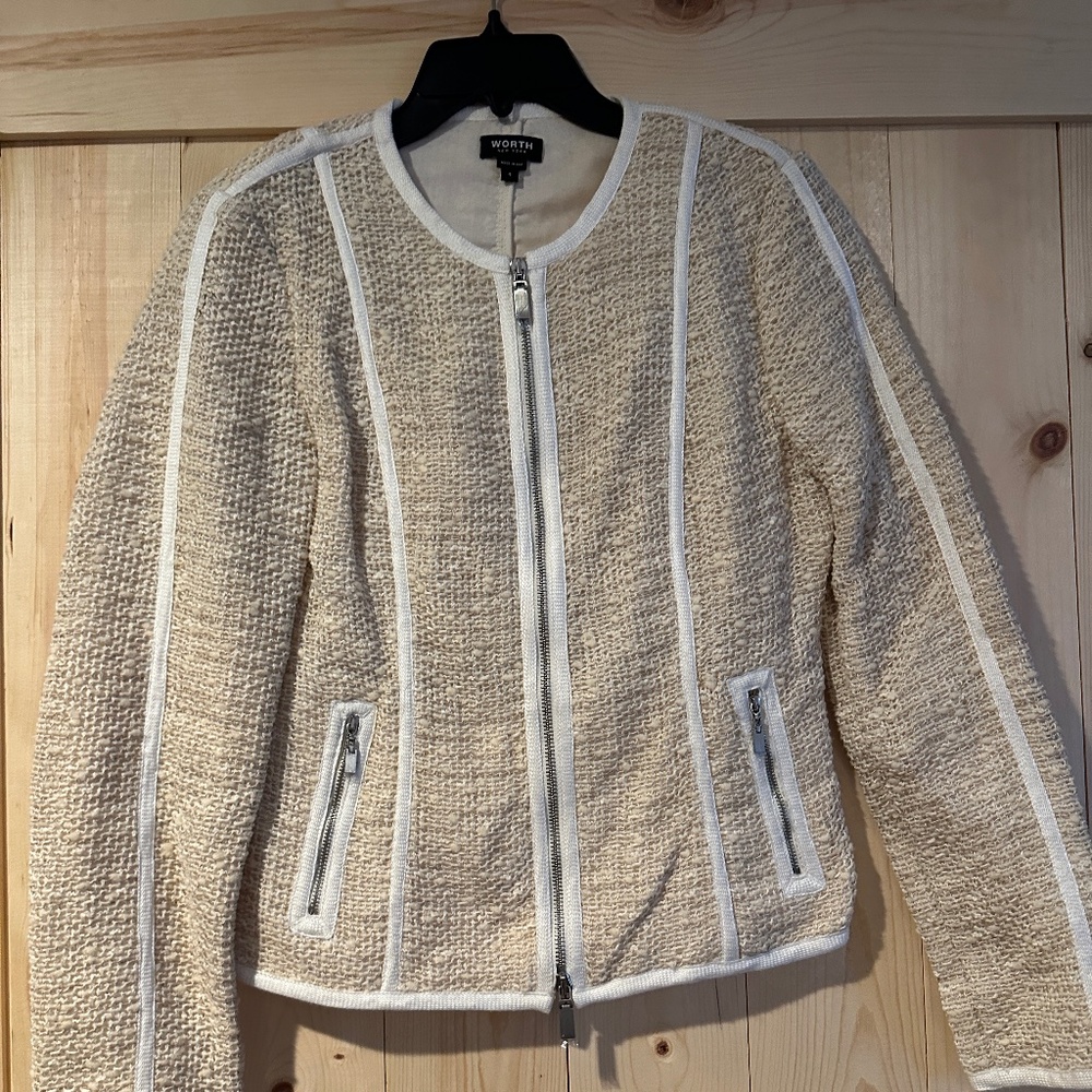 ✨ Worth New York Textured Tweed Zip-Up Jacket - Size 4 ✨